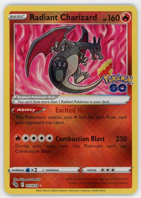 Pokemon Radiant Charizard 011/078 Pokemon GO Radiant Rare MINT Icons