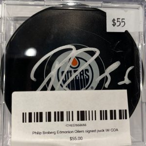 Philip Broberg Edmonton Oilers Signed Puck W/ COA