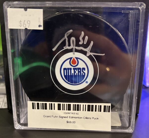 Grant Fuhr Signed Edmonton Oilers Puck