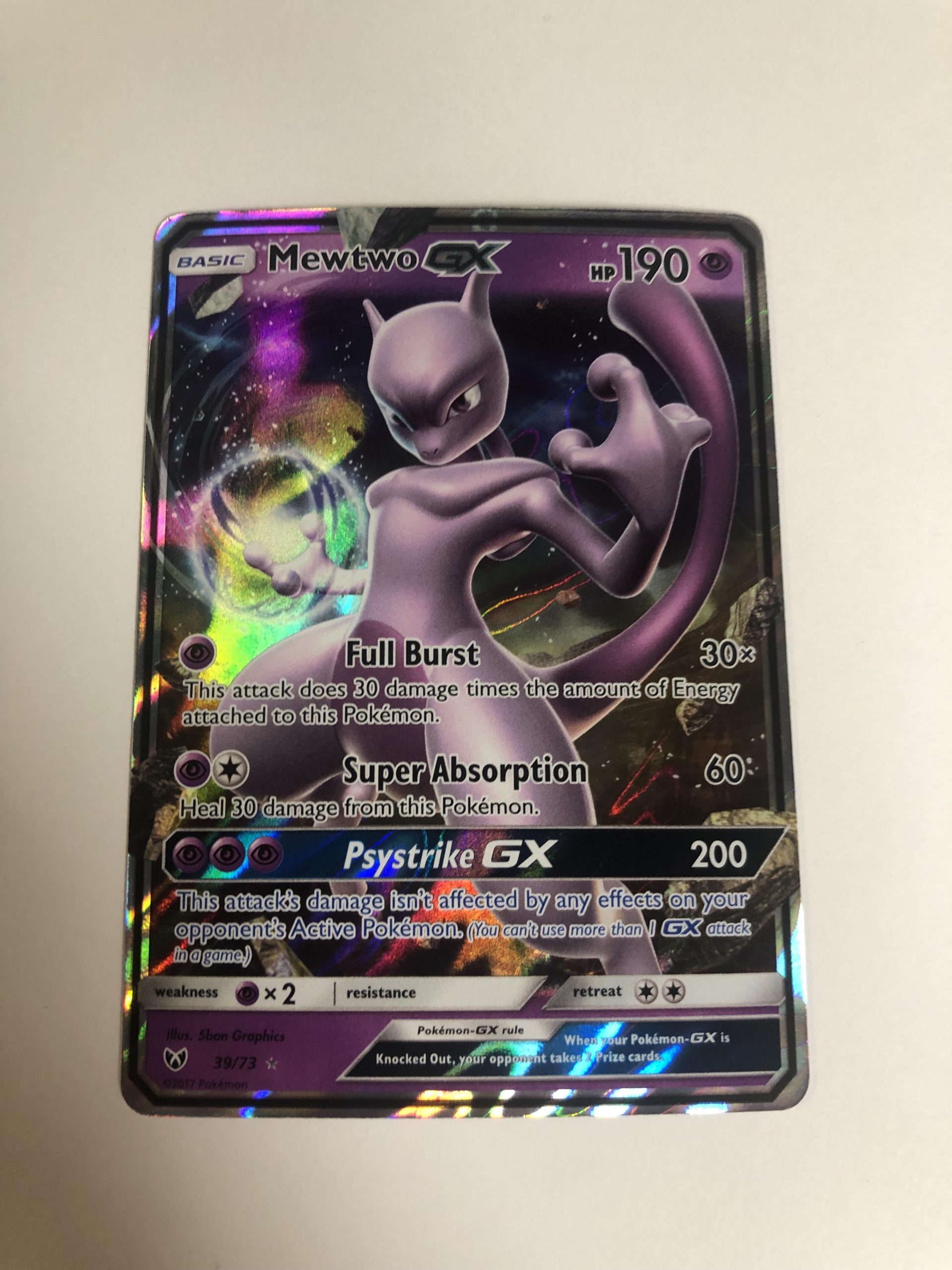 Pokemon Mewtwo Gx 39 73 Shining Legends Ultra Rare Icons And Heroes