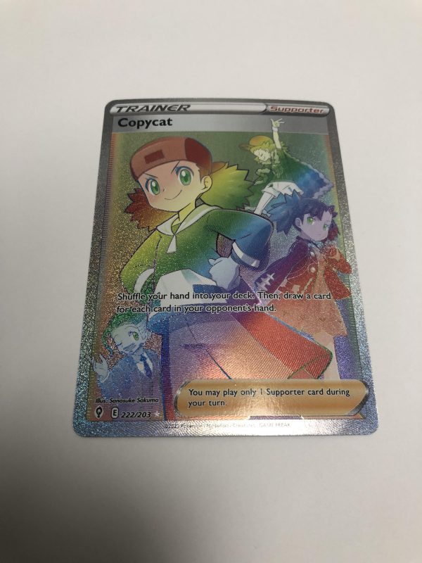 Pokémon TCG Copycat 222/203 Rainbow Rare Trainer Evolving Skies Icons