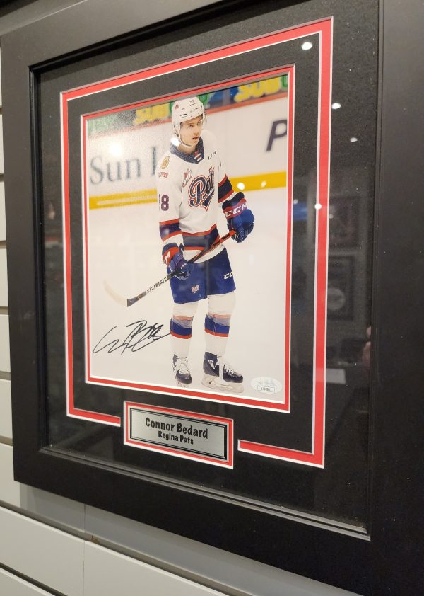 Framed Connor Bedard Regina Pats Signed 8x10 Photo w/ JSA COA