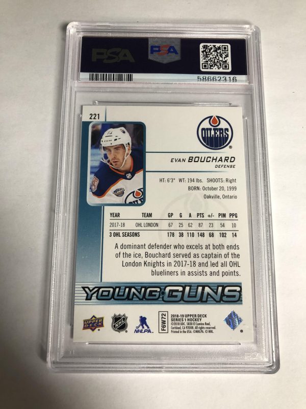 Evan Bouchard 2018-19 UD Young Guns RC #221 PSA 9 MINT