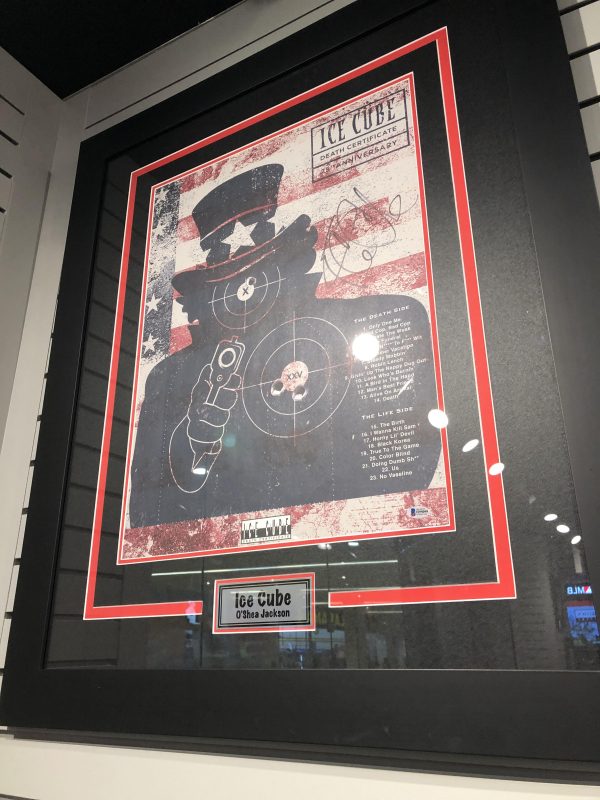 Framed Ice Cube Autographed Death Certificate 25th Anniversary Poster w/Beckett COA