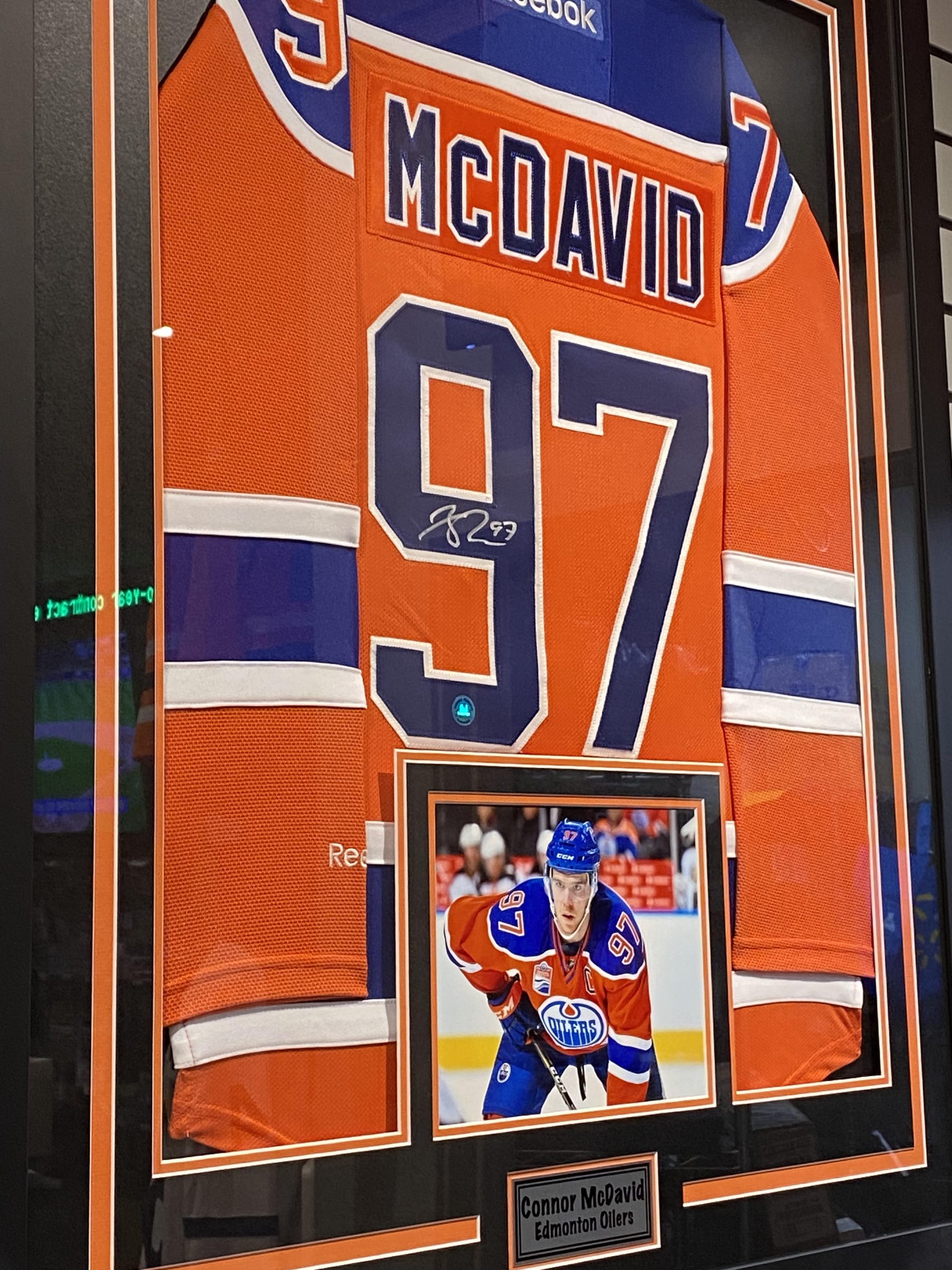 Connor Mcdavid Autographed Edmonton Oilers Framed Hockey Jersey