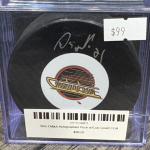 Gino Odjick Autographed Puck w/East Coast COA