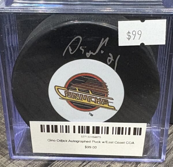 Gino Odjick Autographed Puck w/East Coast COA