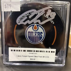 Calvin Pickard Signed Oilers Puck W/ COA