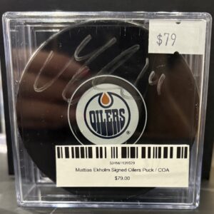 Mattias Ekholm Signed Oilers Puck / COA