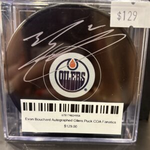 Evan Bouchard Autographed Oilers Puck COA Fanatics