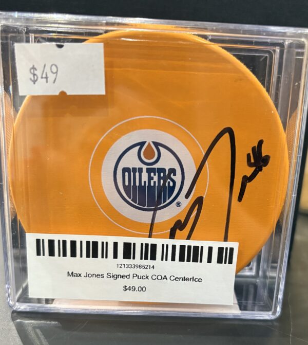 Max Jones Signed Puck COA CenterIce