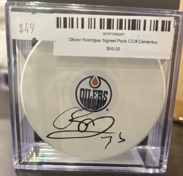 Olivier Rodrigue Signed Puck COA CenterIce
