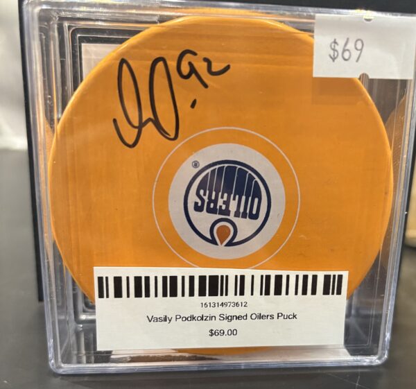 Vasily Podkolzin Signed Oilers Puck