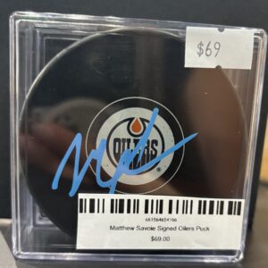 Matthew Savoie Signed Oilers Puck