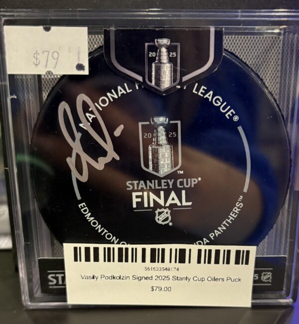 Vasily Podkolzin Signed 2025 Stanly Cup Oilers Puck
