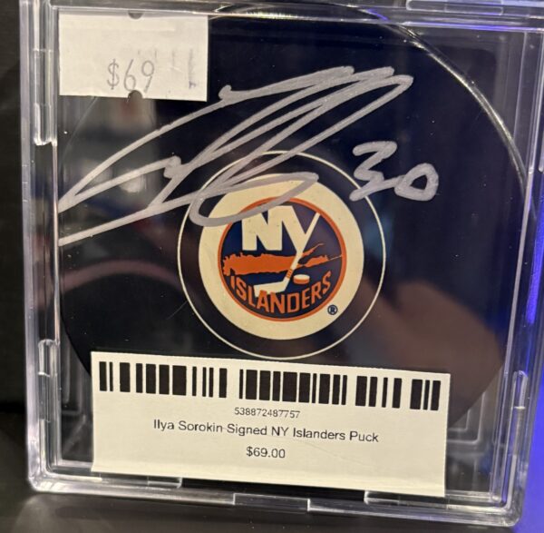 Ilya Sorokin Signed NY Islanders Puck