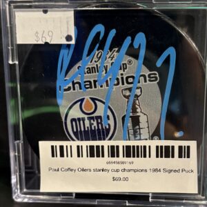 Paul Coffey Oilers stanley cup champions 1984 Signed Puck