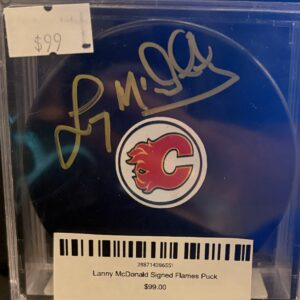 Lanny McDonald Signed Flames Puck