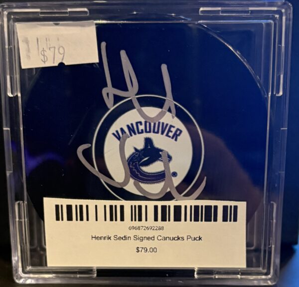 Henrik Sedin Signed Canucks Puck