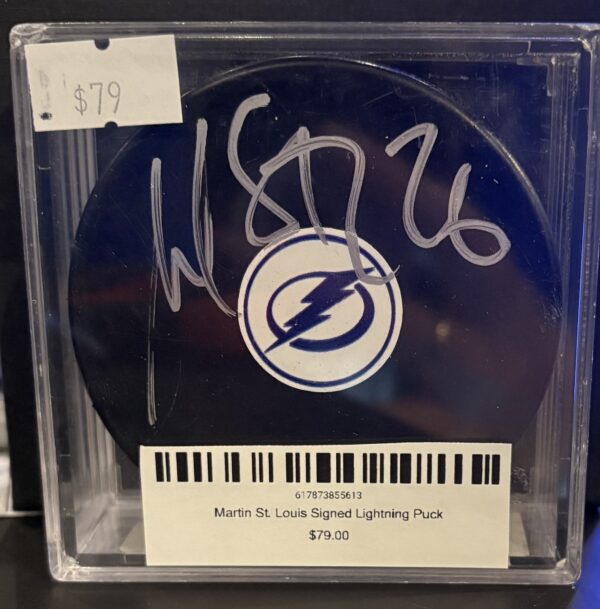 Martin St. Louis Signed Lightning Puck