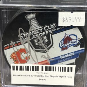 Mikael Backlund 2019 Stanley Cup Playoffs Signed Puck
