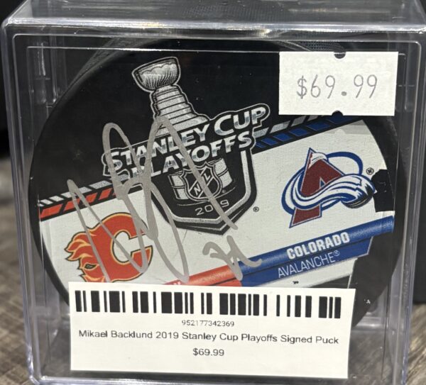 Mikael Backlund 2019 Stanley Cup Playoffs Signed Puck