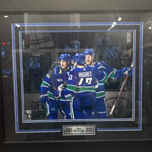 Quinn Hughes, Elias Pettersson, Brock Boeser Signed Framed 16x20
