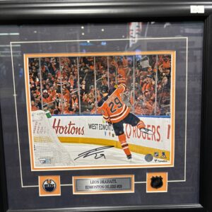 Leon Draisaitl Framed Signed Photo w/ Pins
