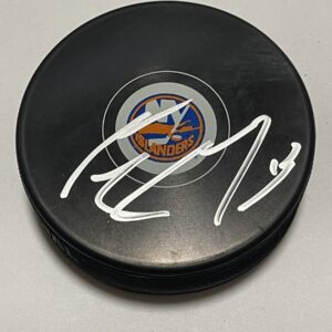Mathew Barzal Signed Puck w/ COA Center Ice