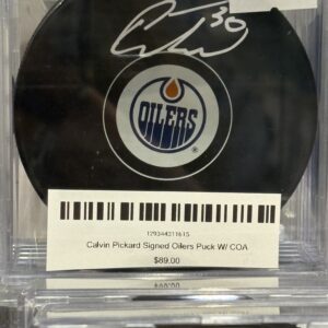Calvin Pickard Signed Oilers Puck W/ COA